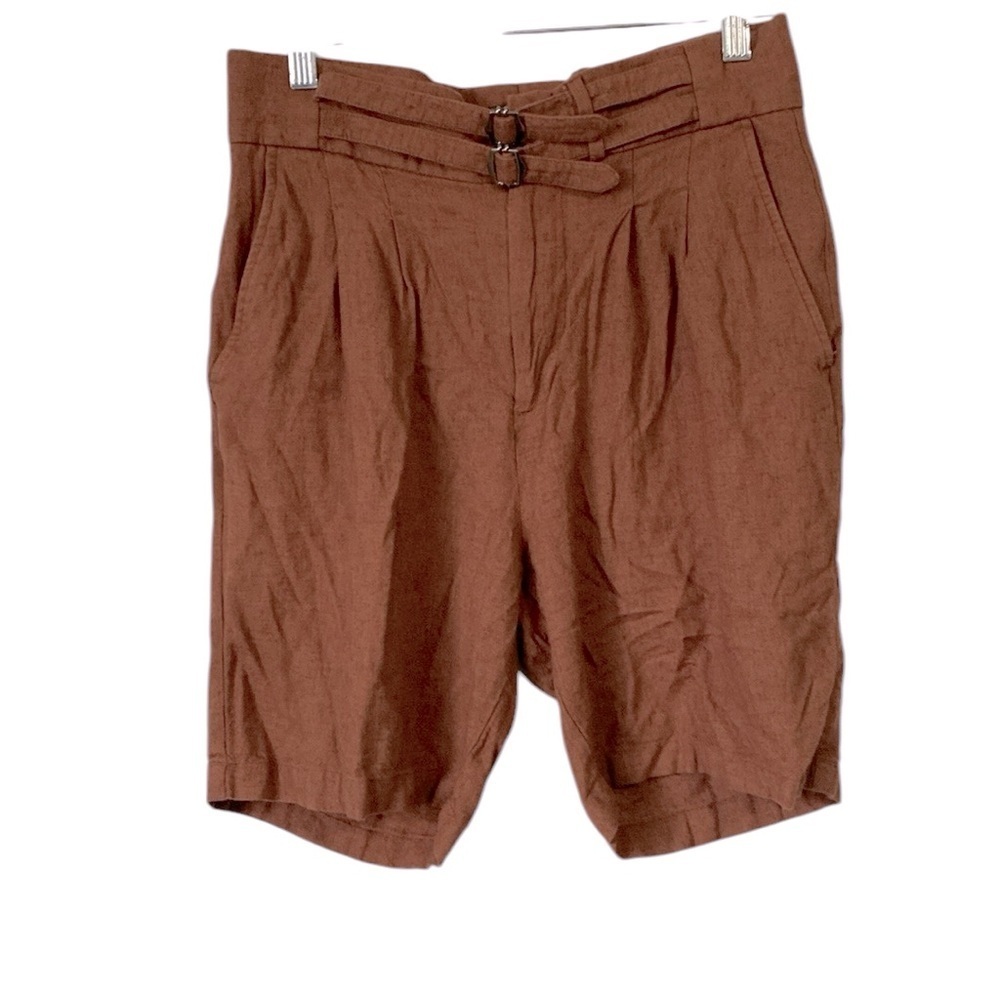 Antioch linen blend HIGH WAIST BUCKLE CLOSURE Shorts size 29 unisex